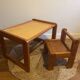 Children's desk and its wooden seat from the 80s