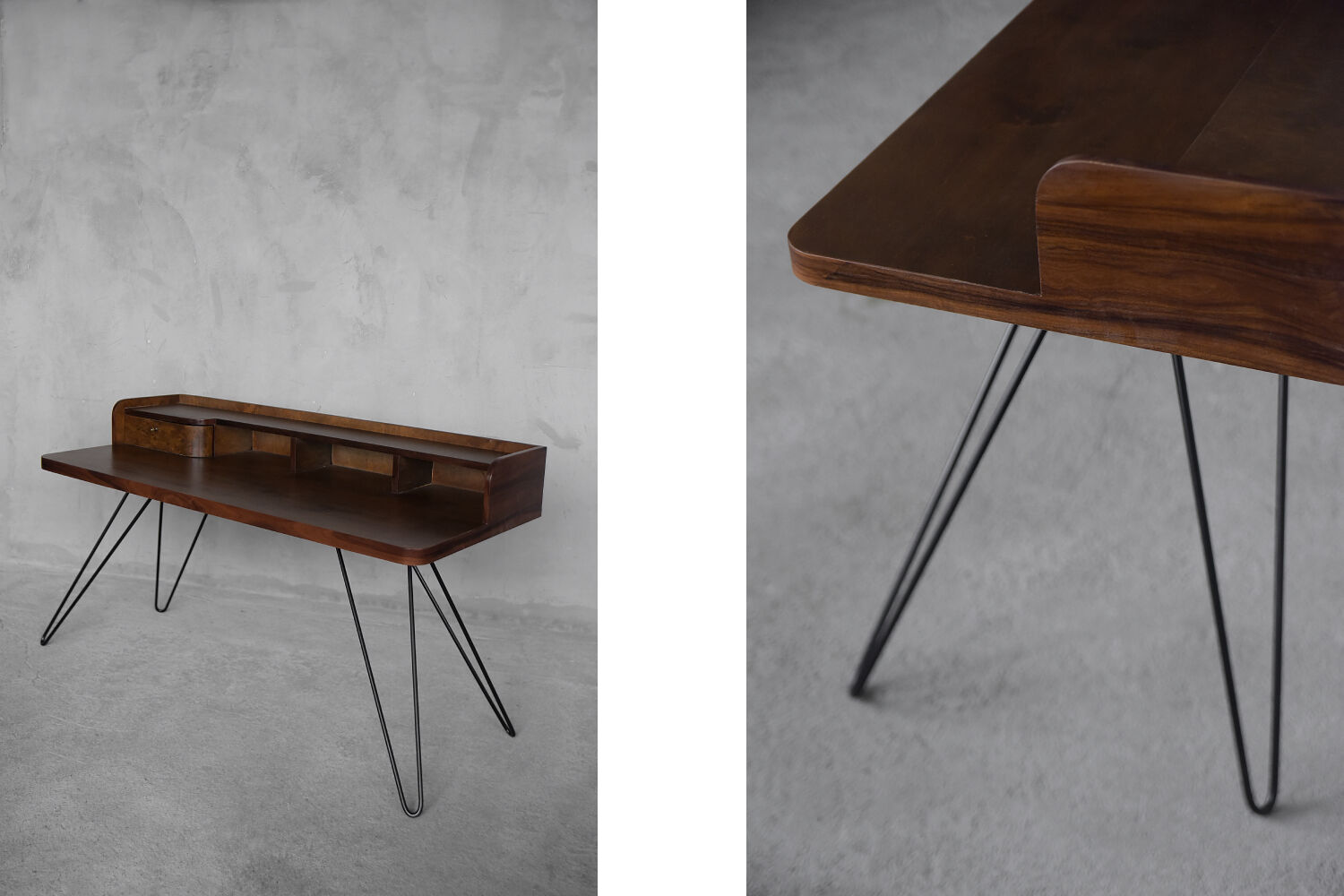 Vintage mid-century german walnut lady desk, 1950s
