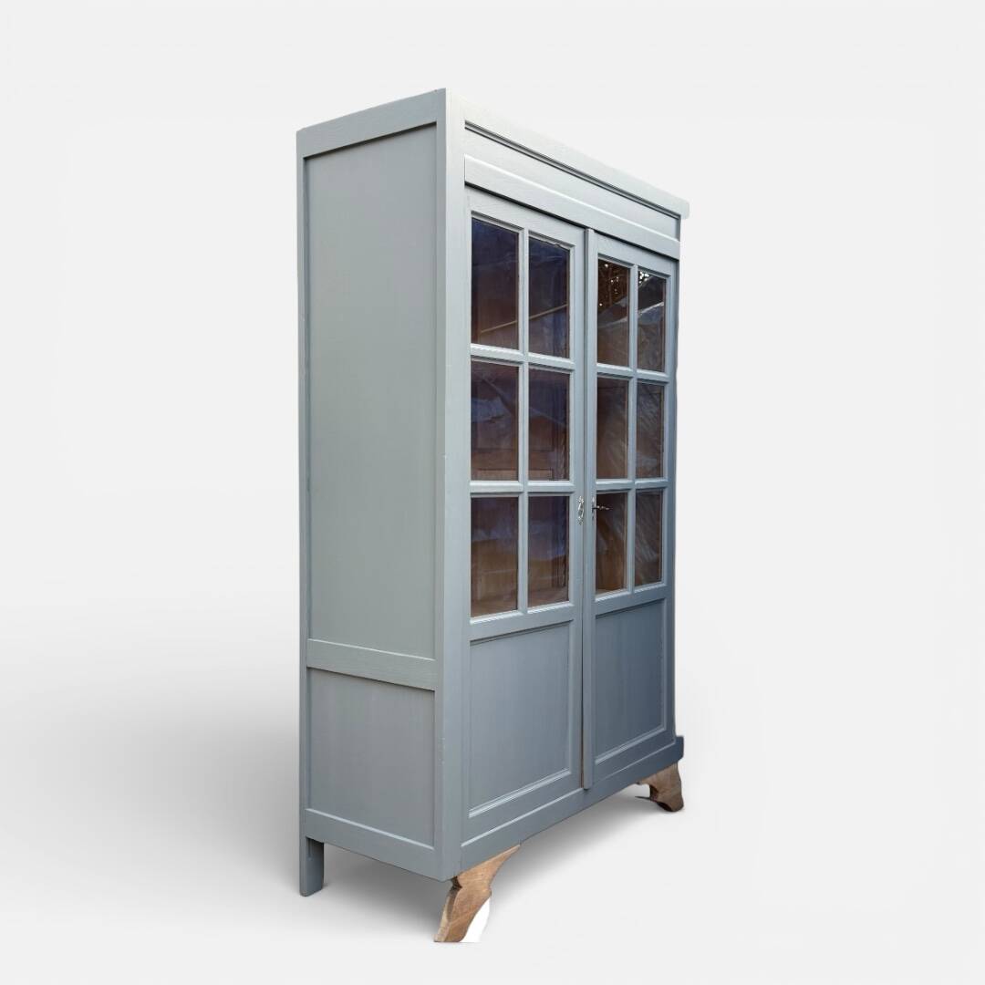 Grey glass-fronted Parisian wardrobe from La Samaritaine 1960