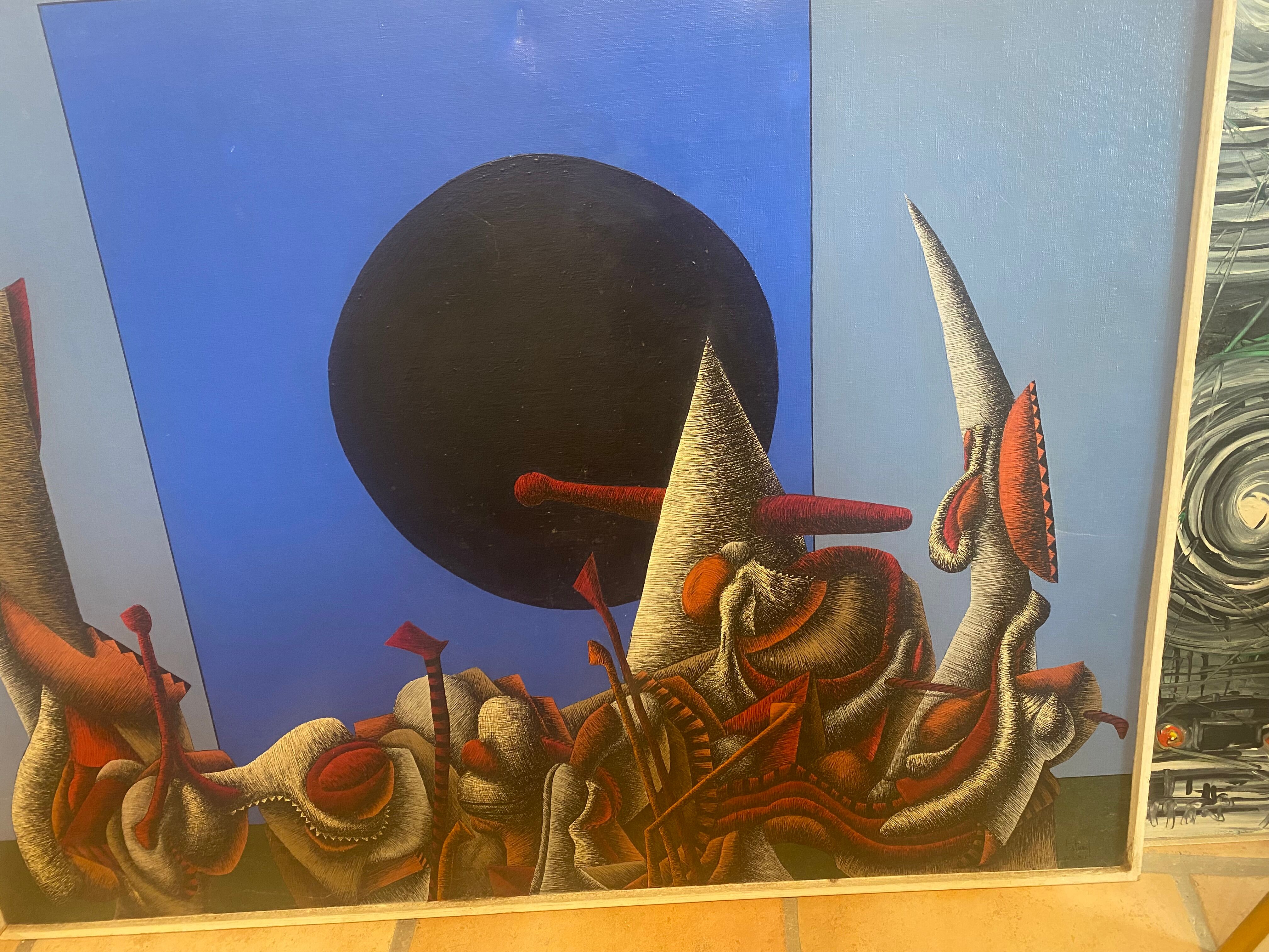 Surrealist painting signed