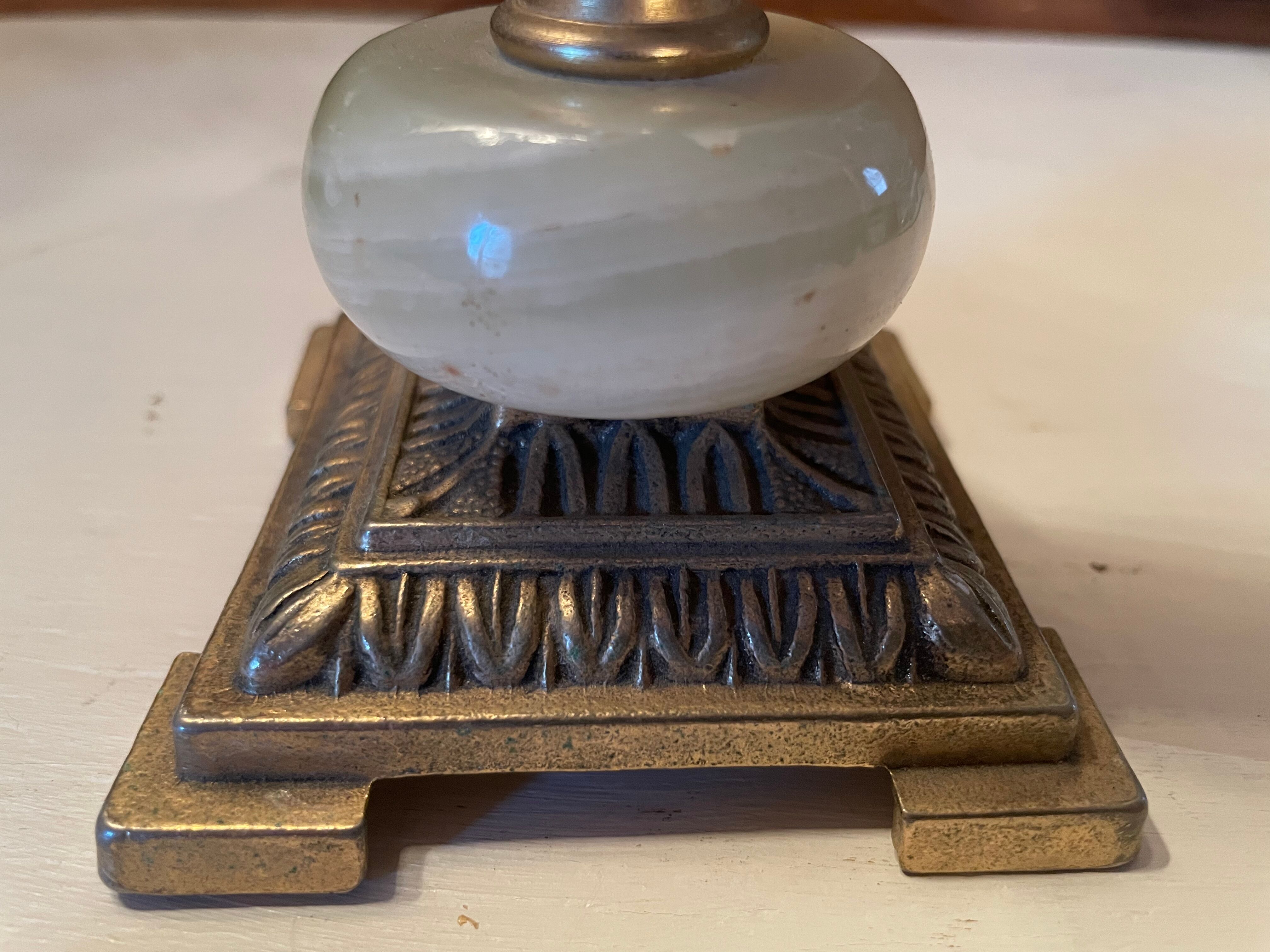 Onyx and brass candle holder