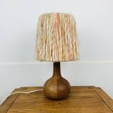 Wooden ball lamp with wool lampshade, 1960s