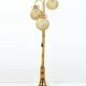 Rare trépied du milieu du siècle lampadaire bambou rotin années 50 hawaii tiki époque 3 nuances