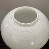 Large Art Deco table lamp, chrome base and satin glass globe.