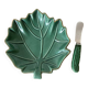 Beurrier en barbotine feuille et son couteau