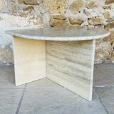 Vintage side table in travertine, circa 1980s.