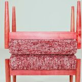 Pair of wooden stools with red crabs