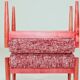 Paire de tabourets en bois crabes rouge