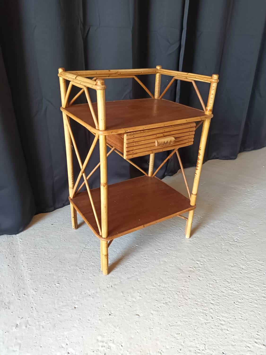 Vintage rattan bedside table