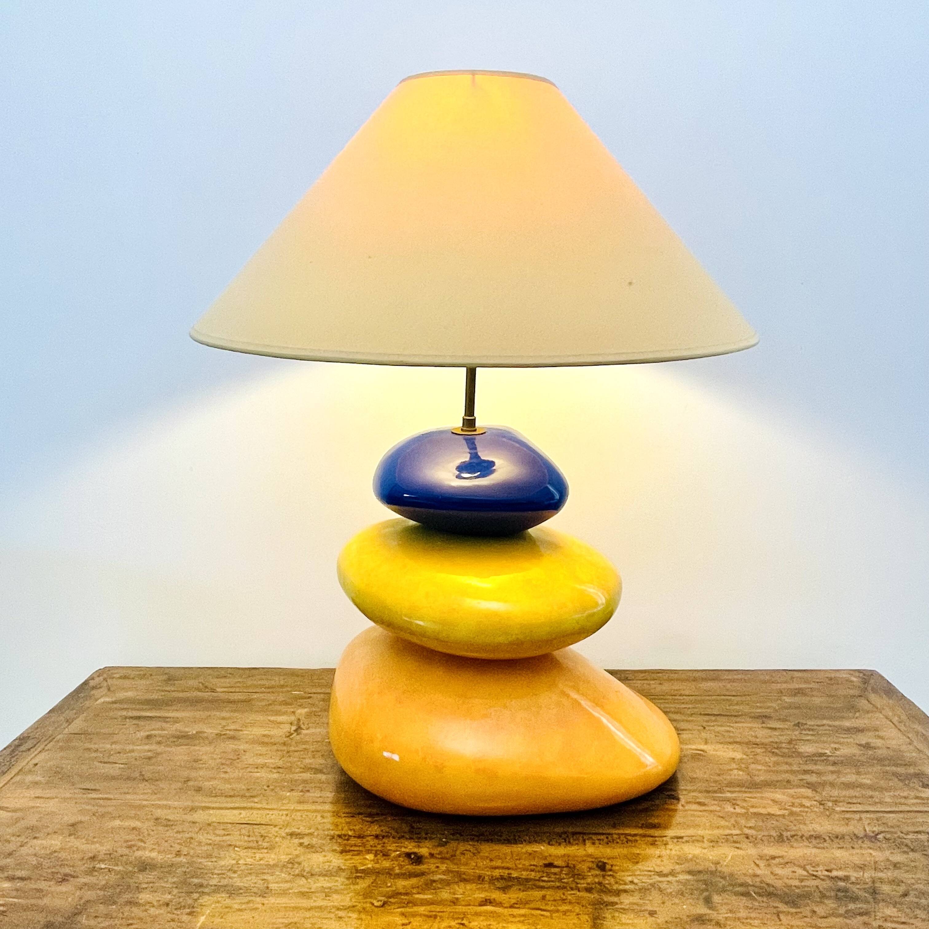 Galet François Châtain Lamp – Blue, Yellow and Orange Design – 60 cm