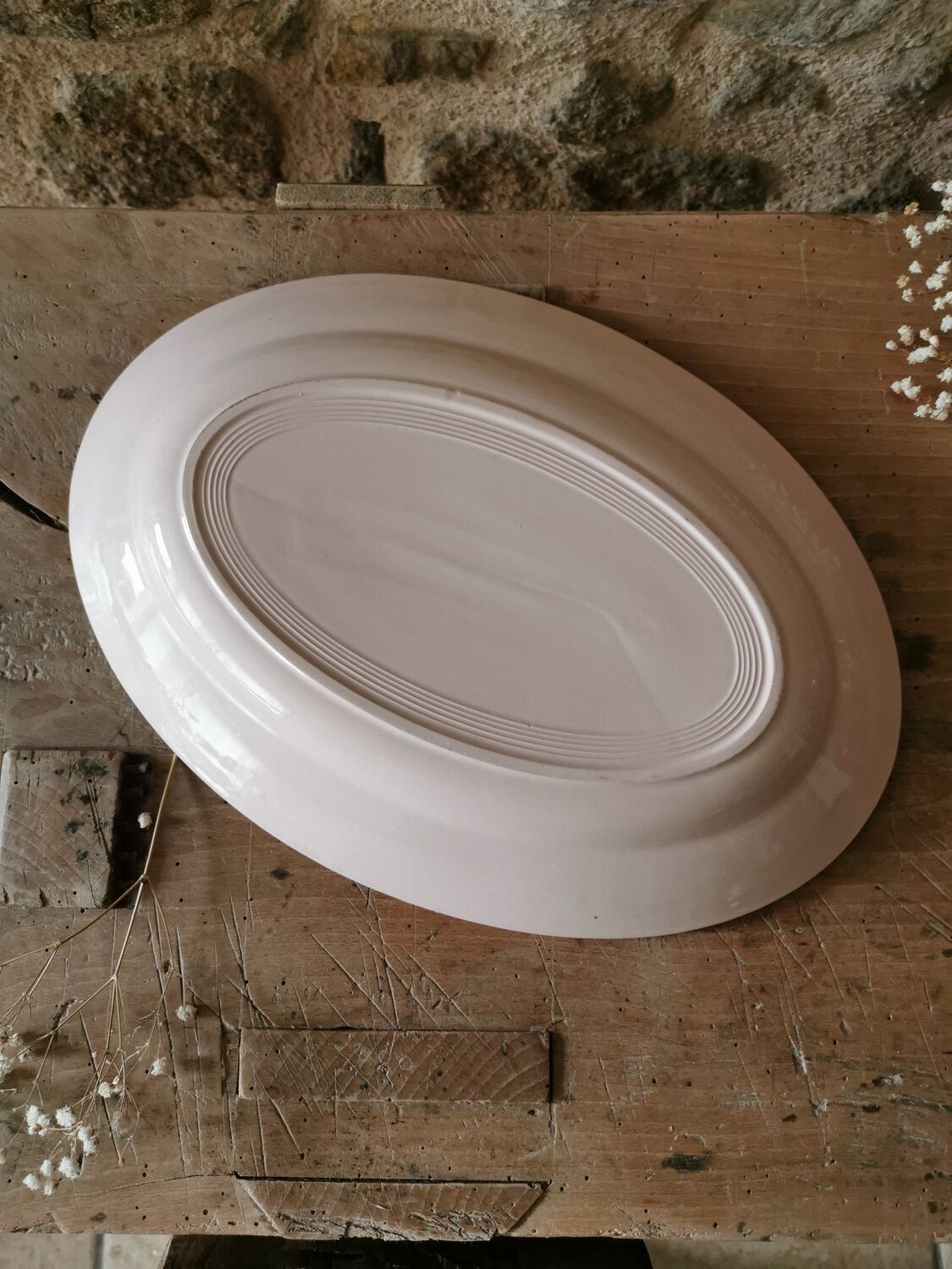 Serving dish Digoin Sarreguemines Rose