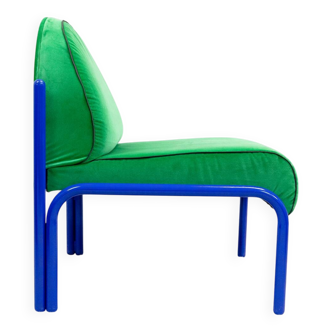 Souvignet armchair reupholstered in green velvet