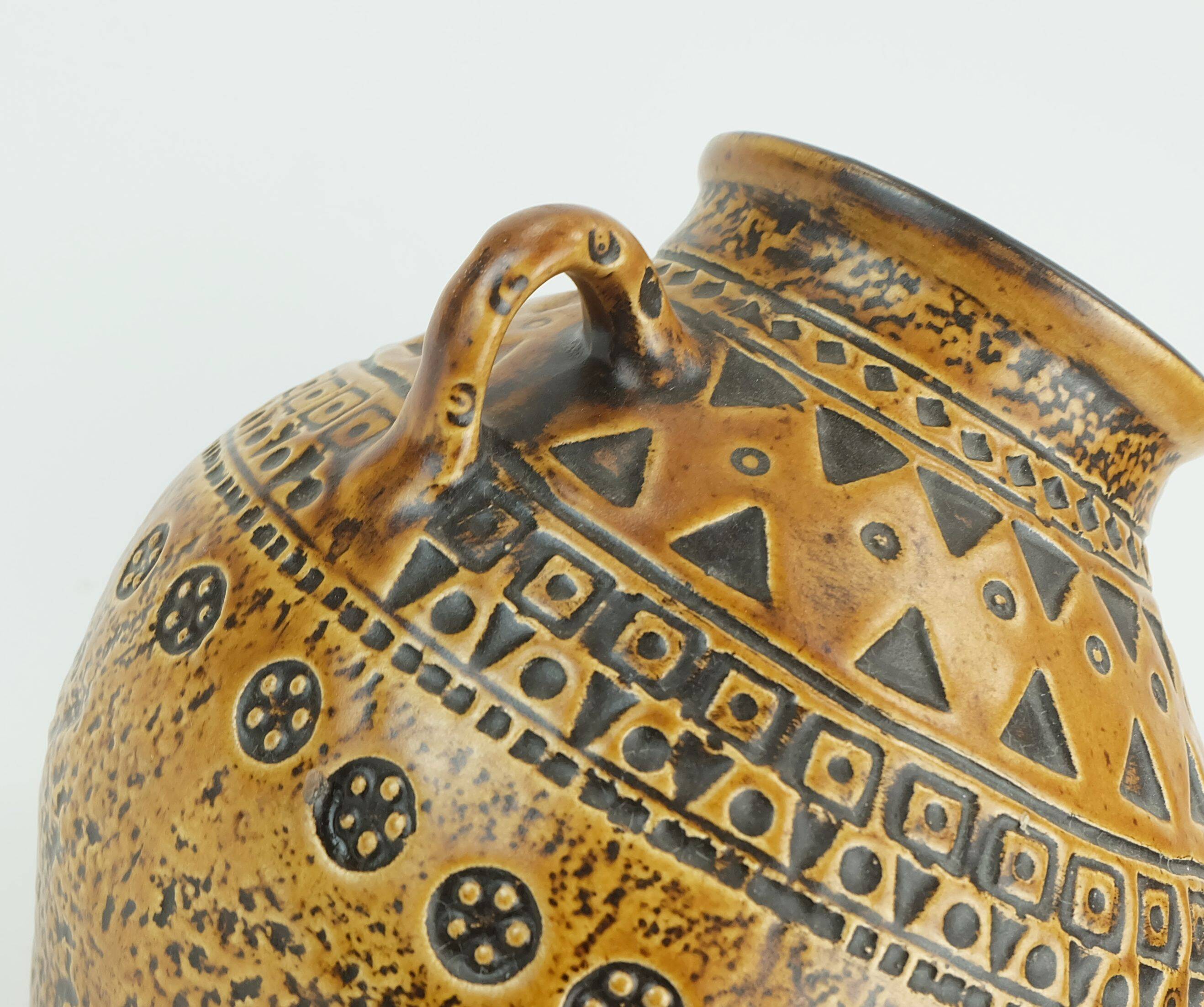 Large mid century modern ceramic vase abstract decor 1960s 70s