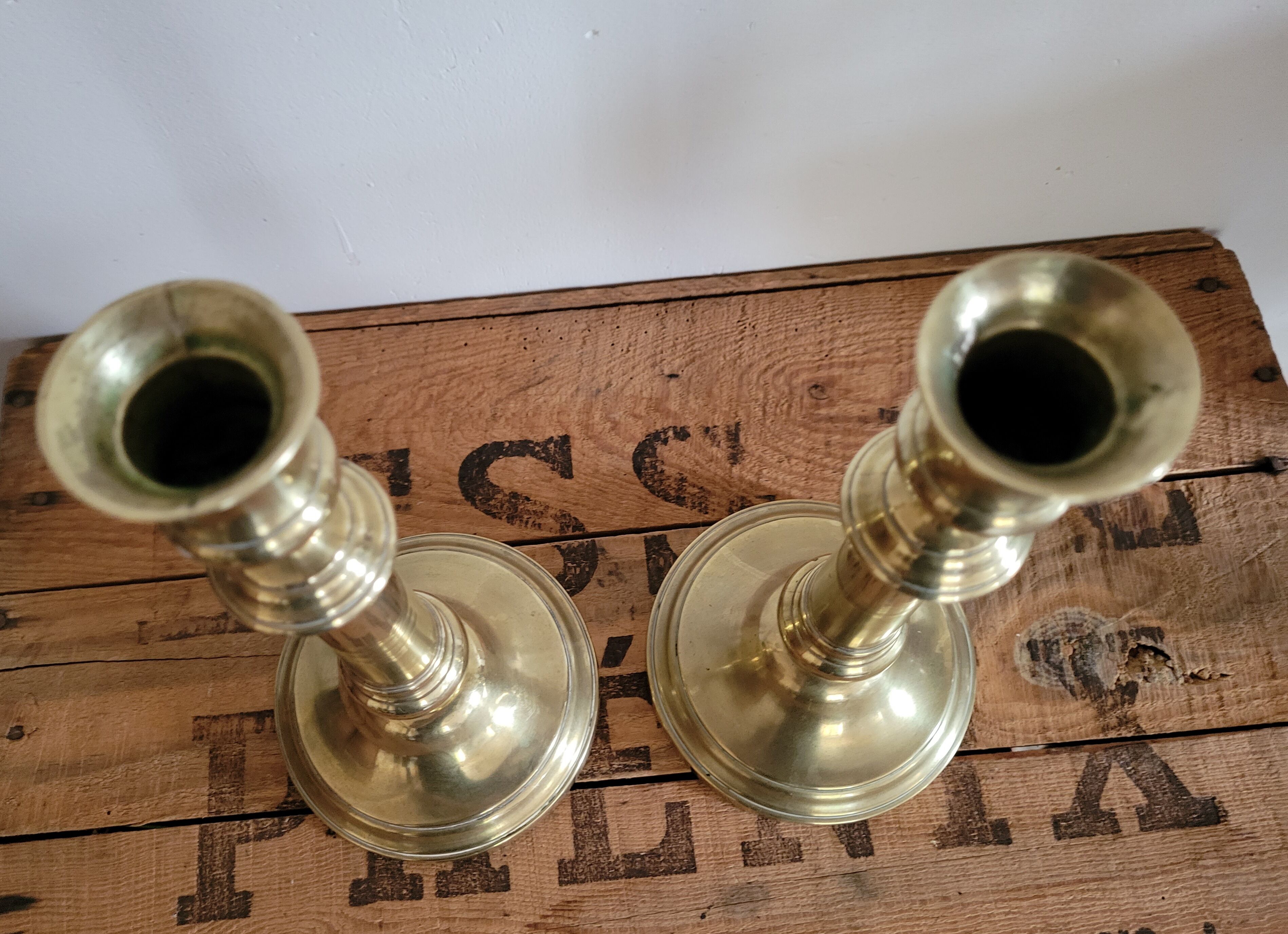 Pair of Louis Philippe brass candle holders