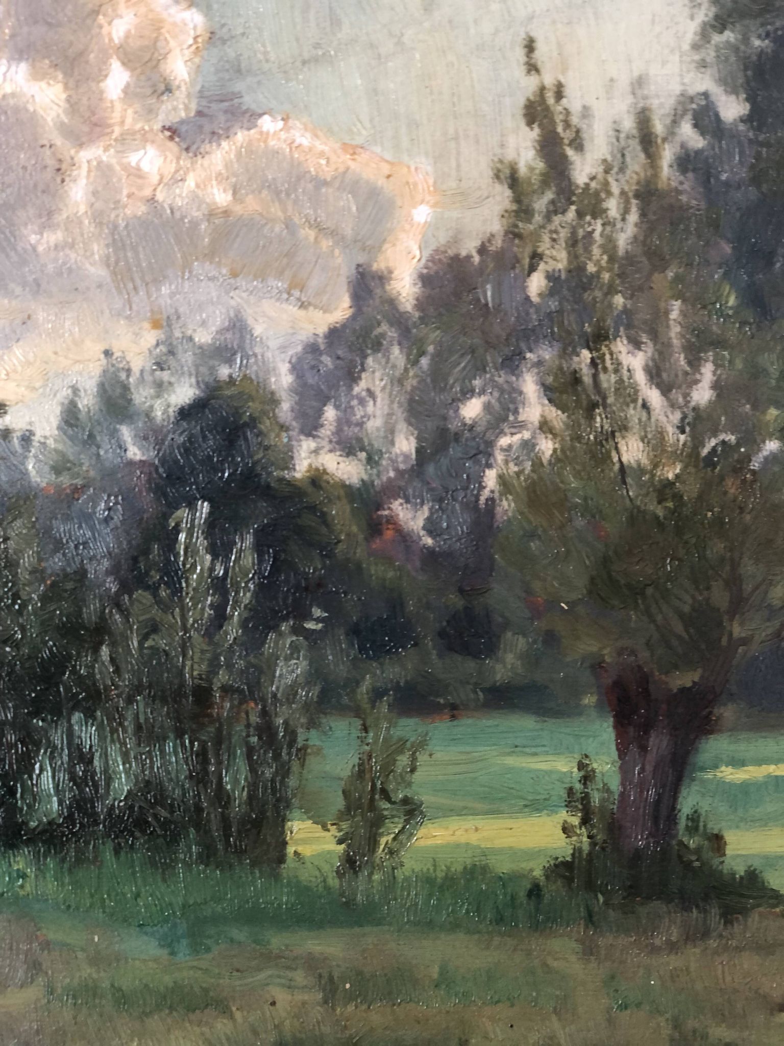 Vintage Original Landscape Oil Painting: Framed Countryside Cottage Art
