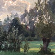 Vintage Original Landscape Oil Painting: Framed Countryside Cottage Art