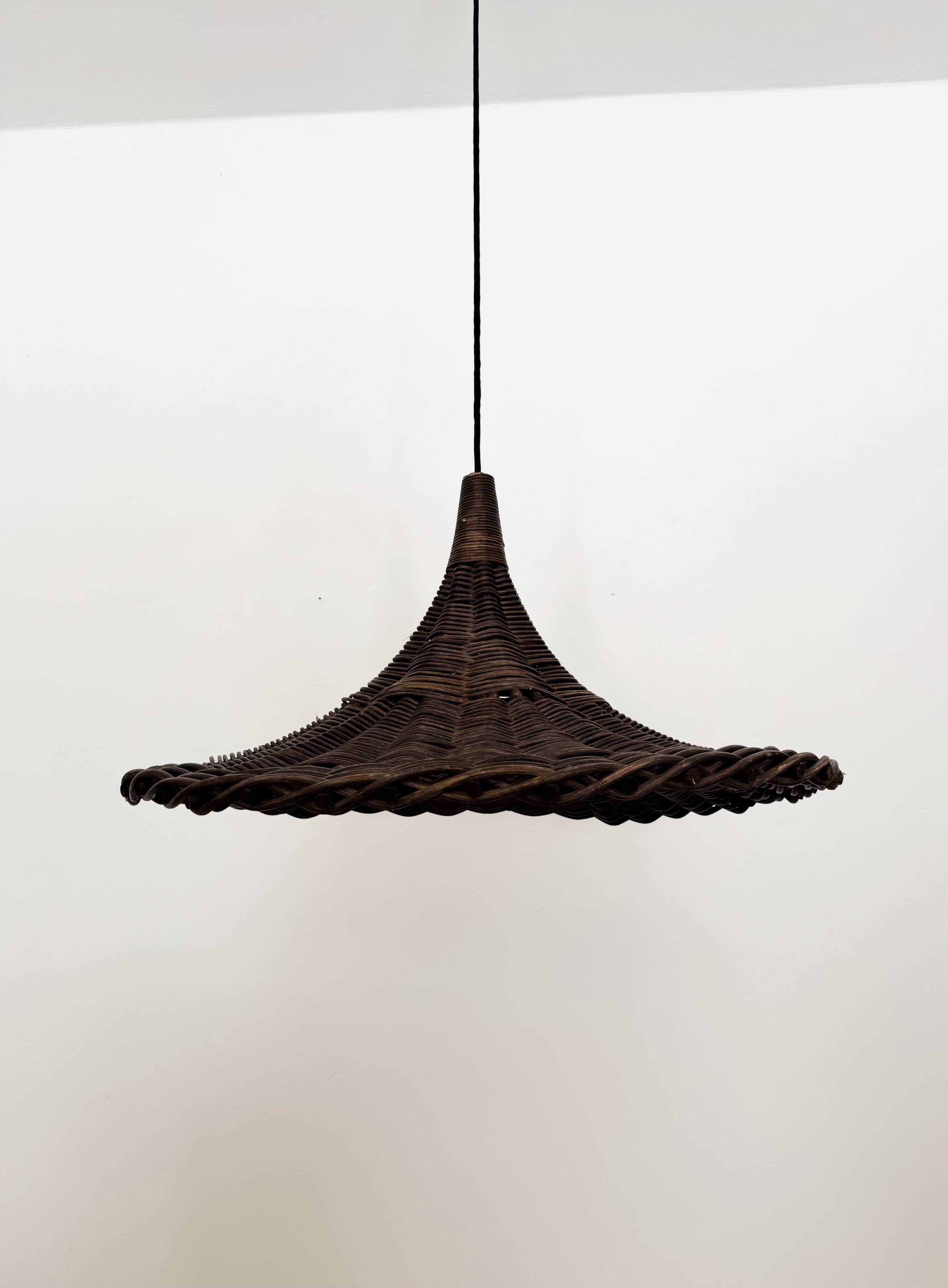 Large Italian Tulip Wicker Pendant Lamp