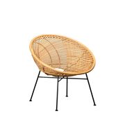 Fauteuil corbeille en rotin et métal noir