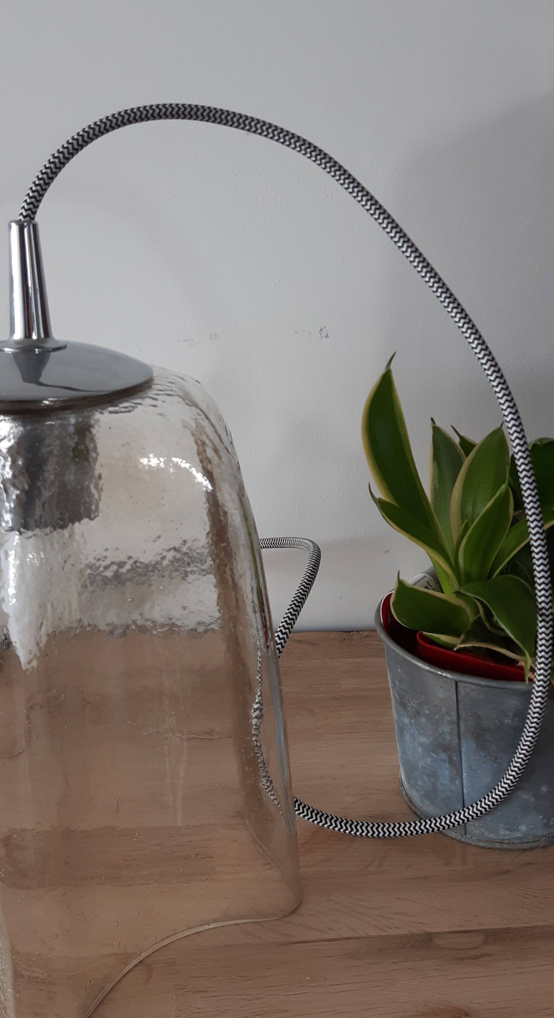 Suspension tulipe en verre biot transparent