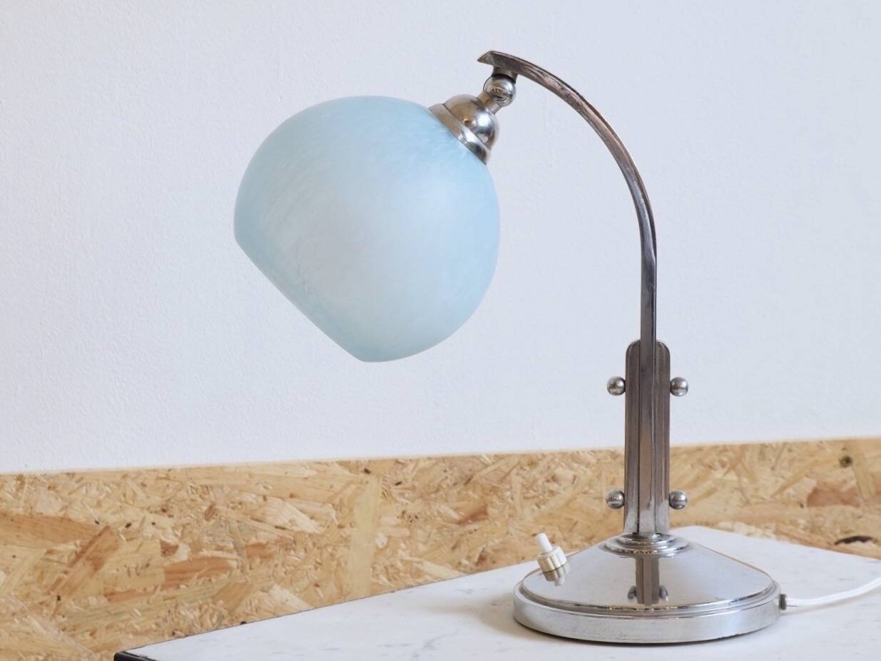 Lampe de chevet art deco/bauhaus clichy bleu