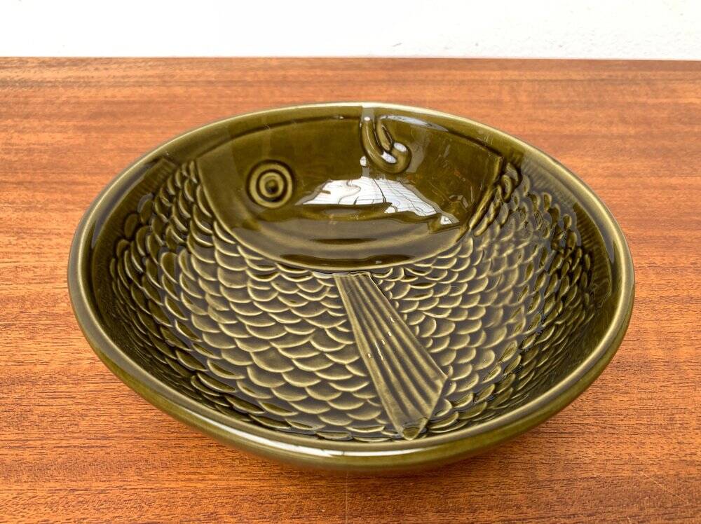 Vintage ceramic bowl with fish pattern by Secla, 1970s.
