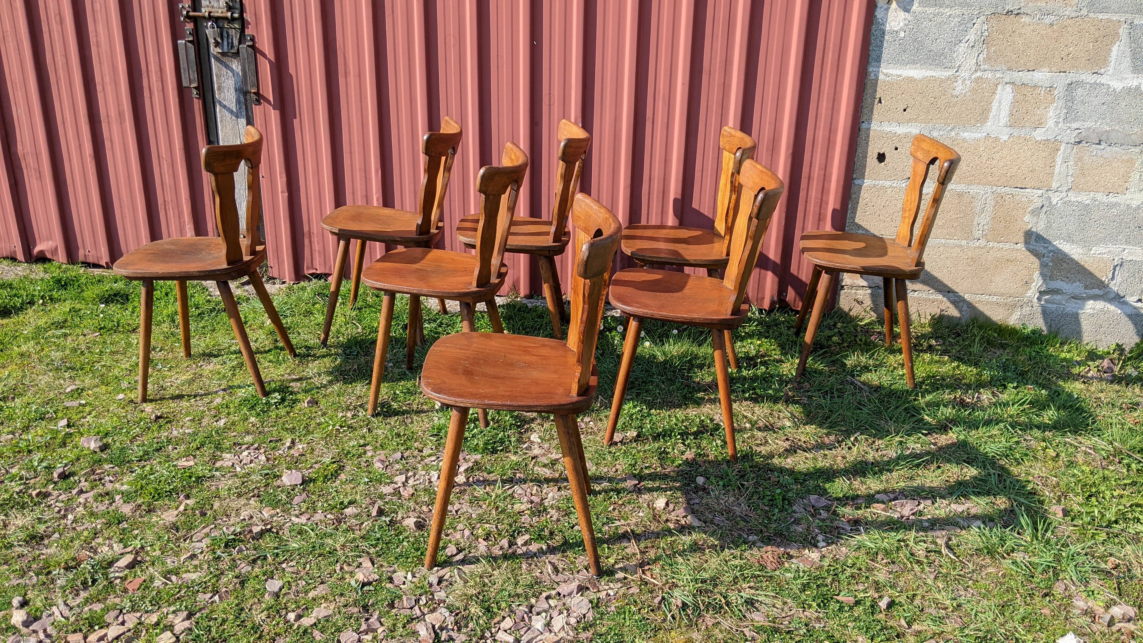 Série de 8 chaises de bistrot manufacture macorest kingersheim circa 1950