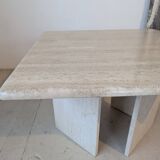 Square travertine coffee table, 1970s.