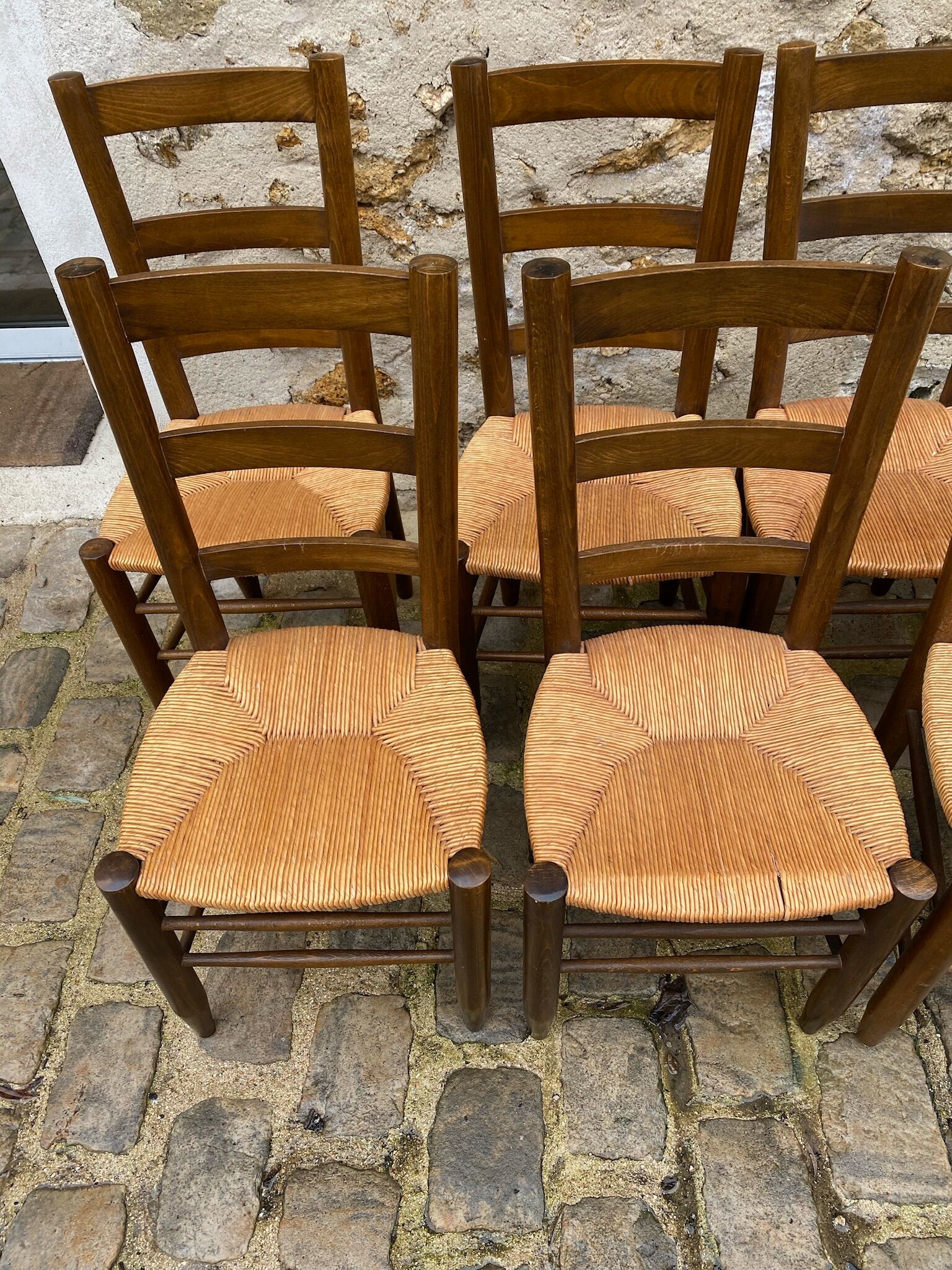 Series of eight mulched chairs