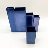 Modular metal vases – petrol blue, 1980s