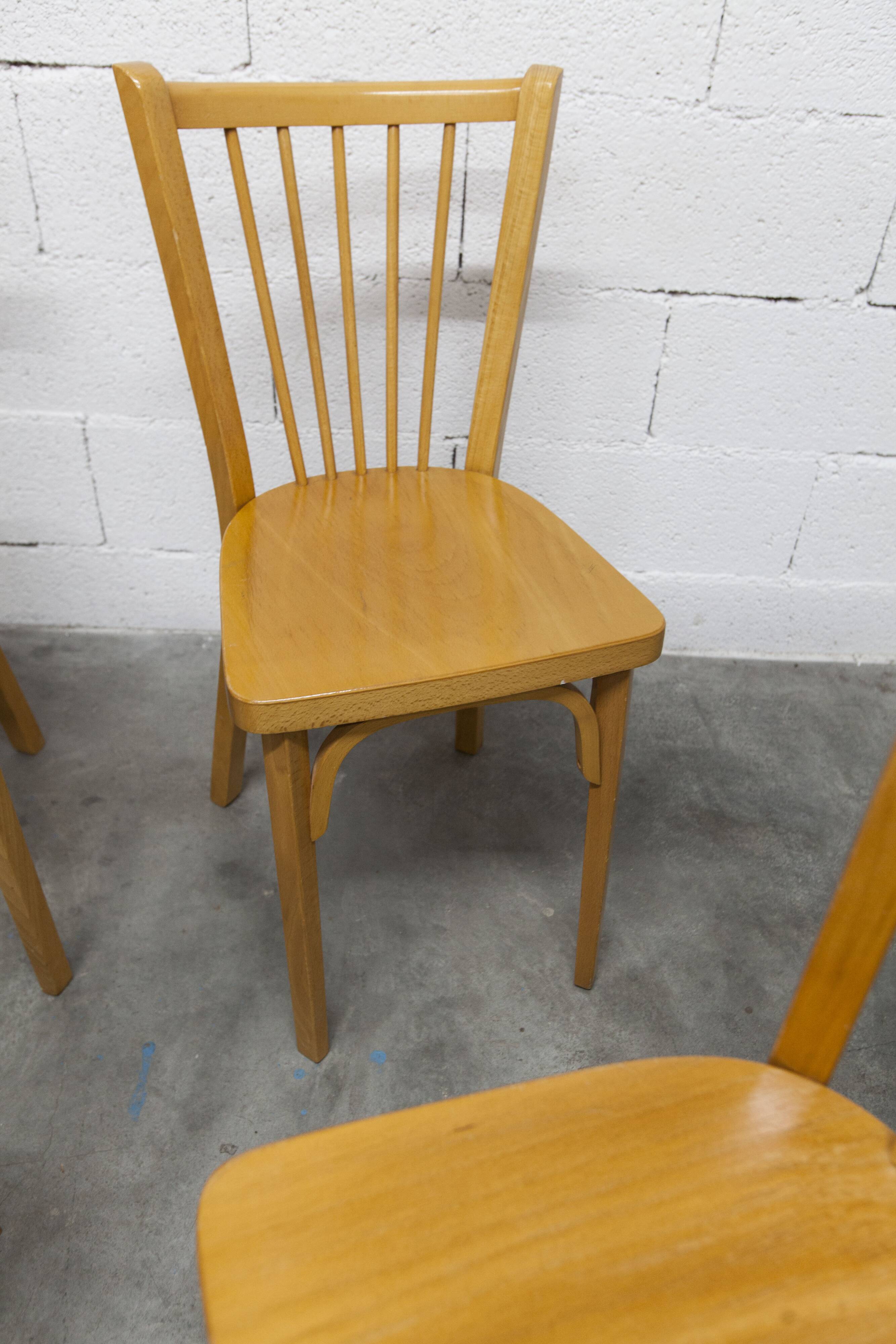 Set of 4 Baumann bistro chairs model 153 stamped 1981.