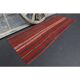 Vintage Turkish Oushak Handmade Wool Cotton Black Red Runner Rug 70x200
