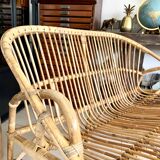 Old vintage sofa / rattan bench