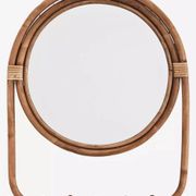 Miroir bohème rond en bambou+ 5 patères – 48 × 2 × 63 cm