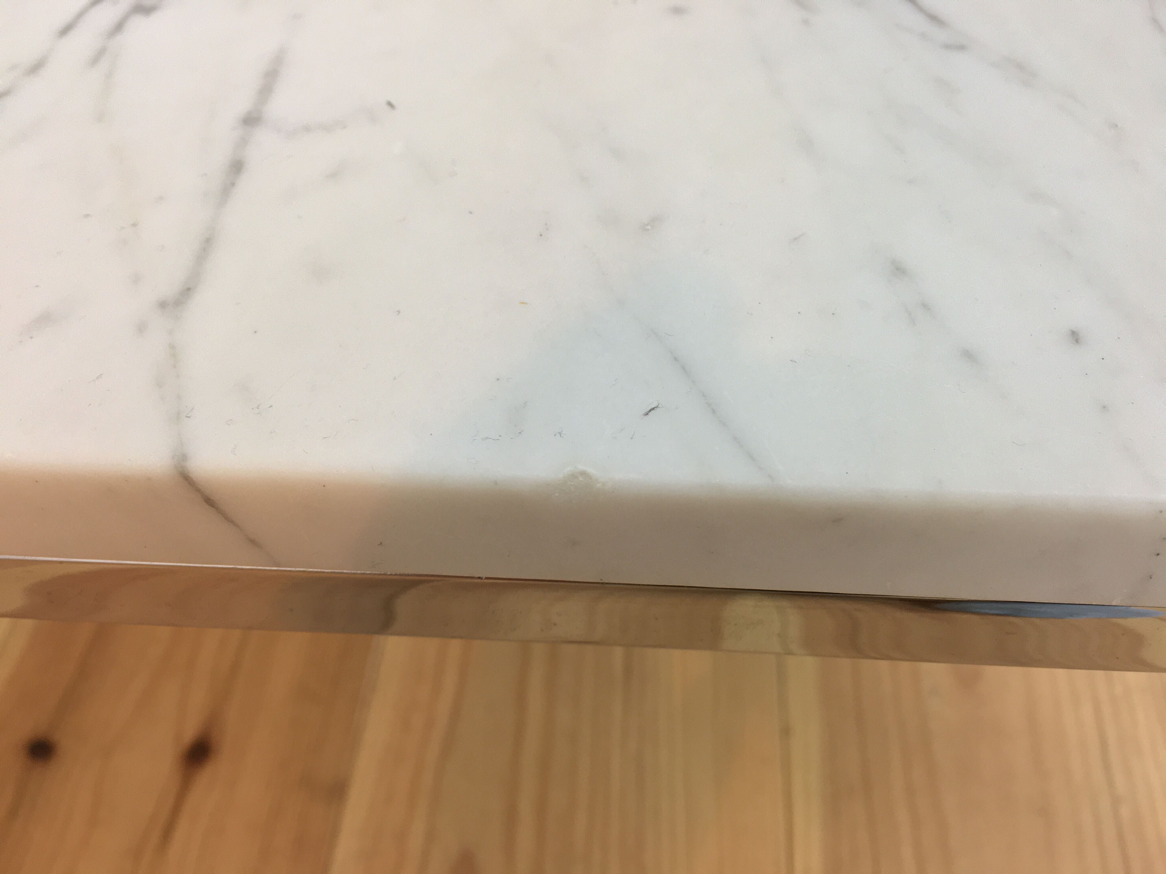 White marble and chrome coffee table, 60s design