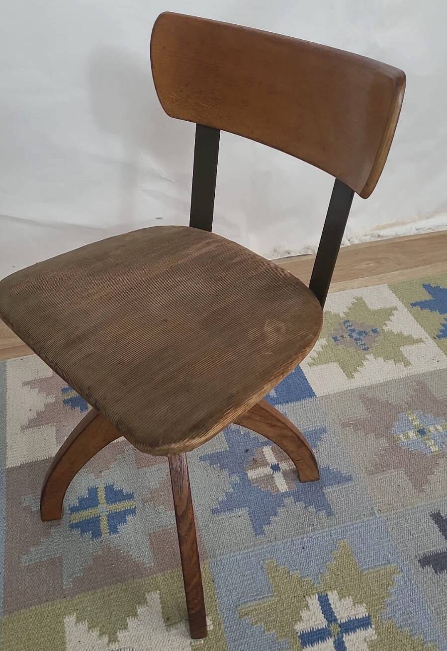 Adjustable Scandinavian oak office chair – Denmark, 1940