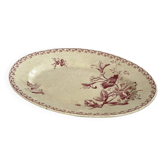 Plat ovale terre de fer rouge gien modèle chèvrefeuille - faïence anci