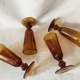 Handblown Glasses, set of 6 Amber Champagne Glasses, designer Iconic Drinkware