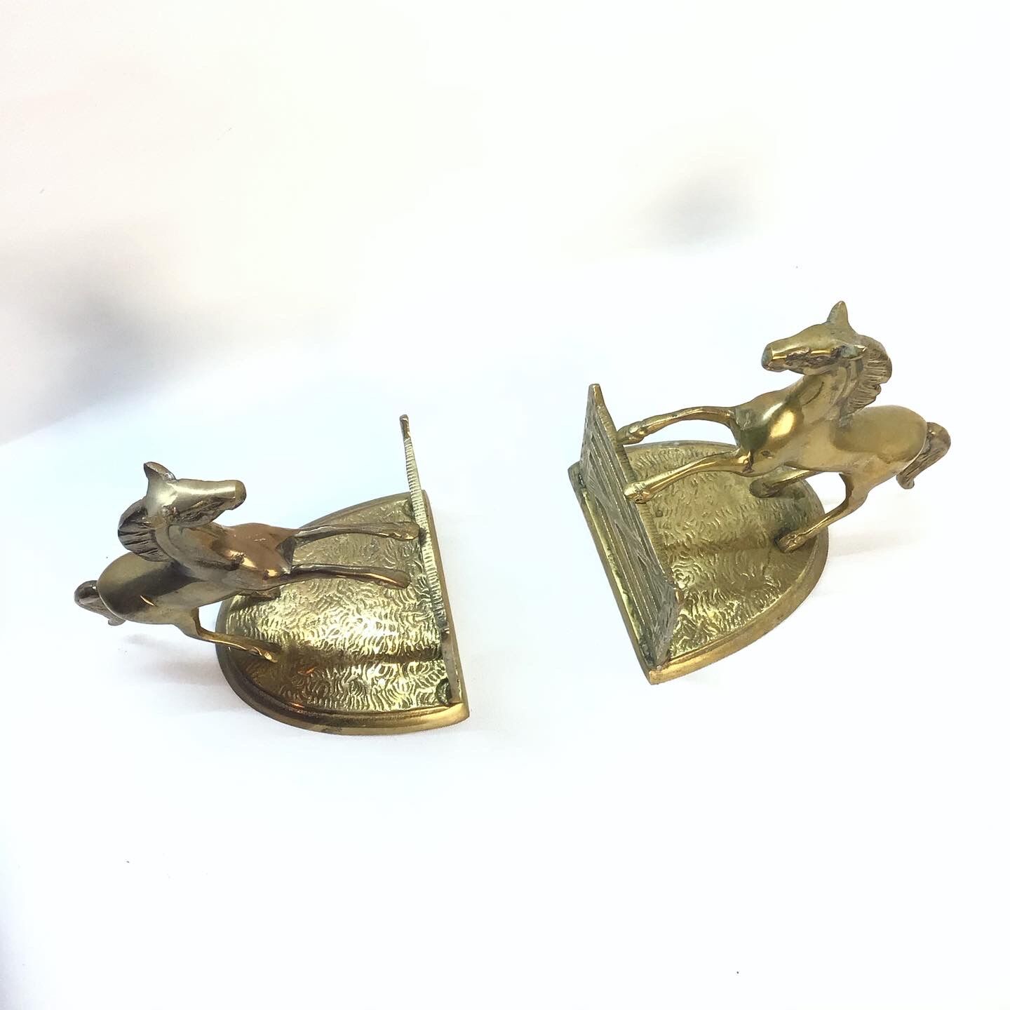 Pair of greenhouses pounds horses in solid brass