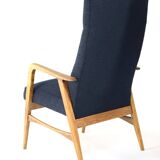 mid century vintage Fauteuil herenmodel 'Duivendrecht' donkerblauw | opnieuw bekleed