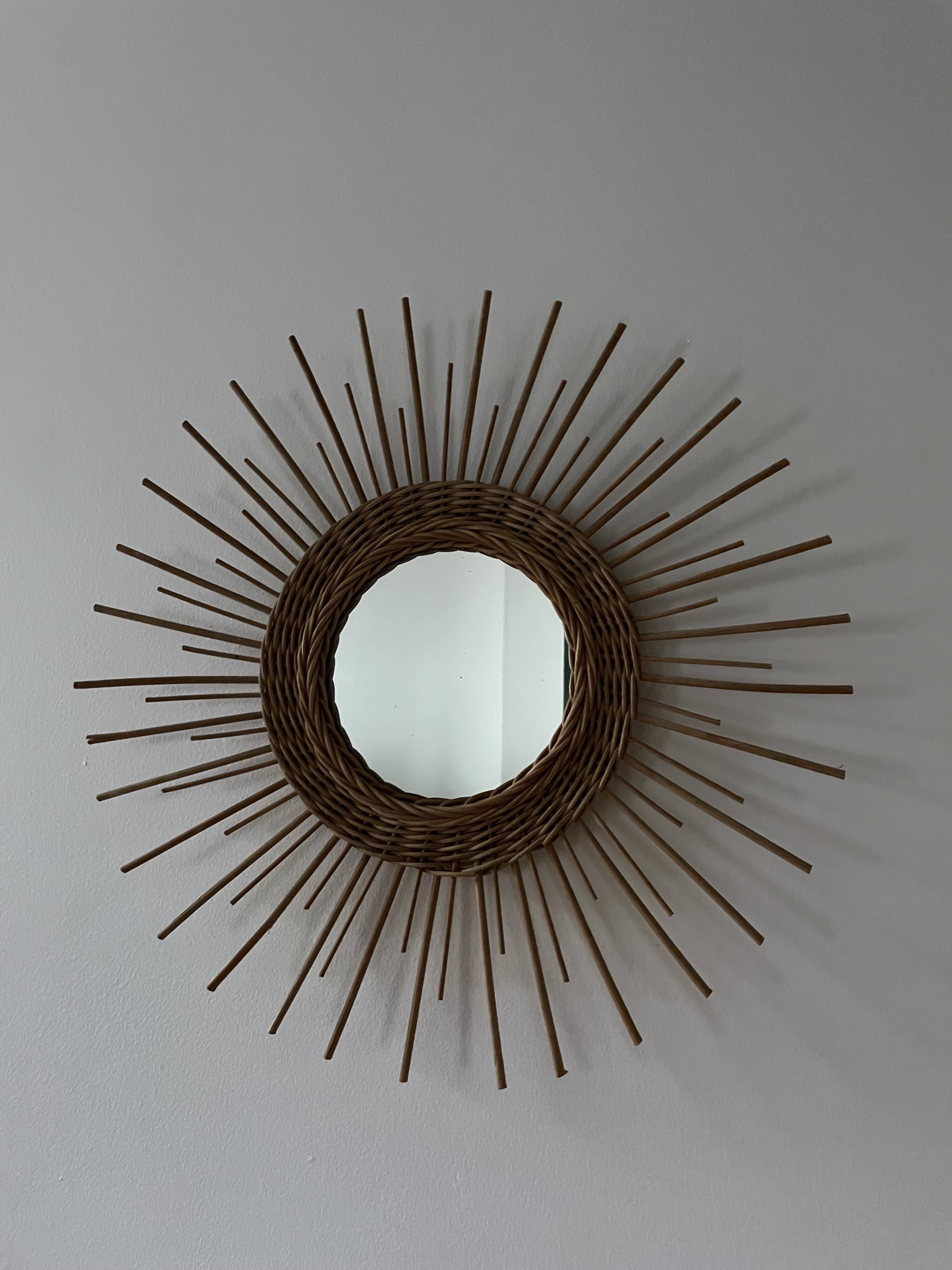 Miroir soleil rotin