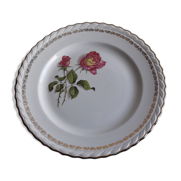 Round dish in earthenware the almond tree 8996 pink pink pattern diam 27.5 cm
