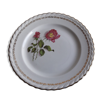 Plat rond en faïence l'amandinoise 8996 motif roses roses diam 27,5 cm