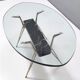 Midcentury Oval Glass Coffee Table with Portoro Marble, Italy