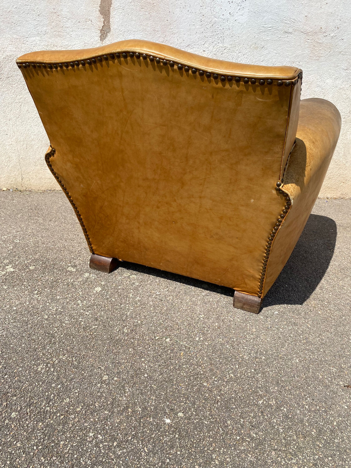 Fauteuil club cuir havane vintage