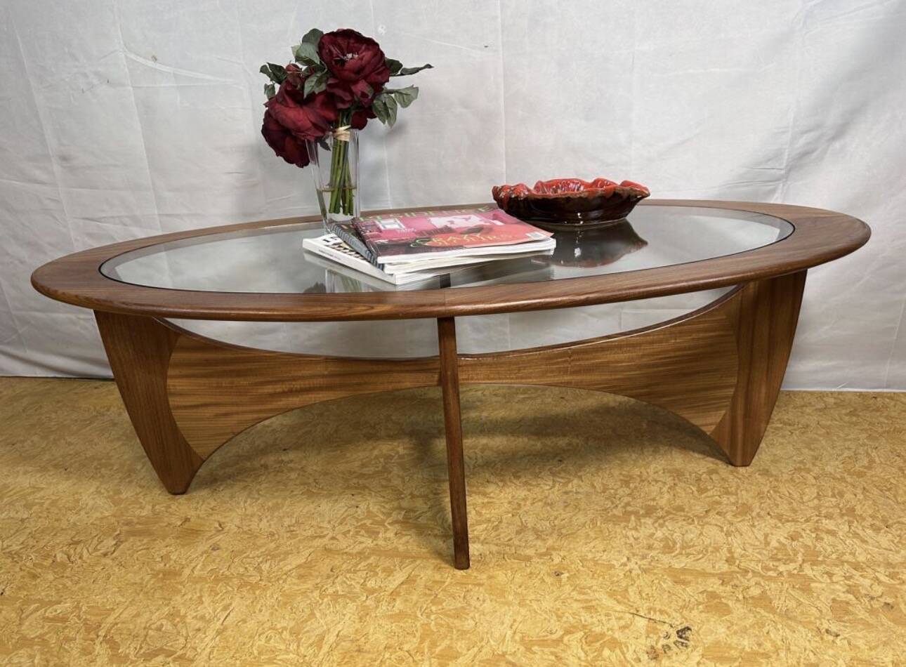 Mid Century Retro Vintage Teak & Glass Oval Astro Coffee Table by GPlan1960