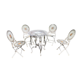 Salon de jardin pliable ancienne en fonte