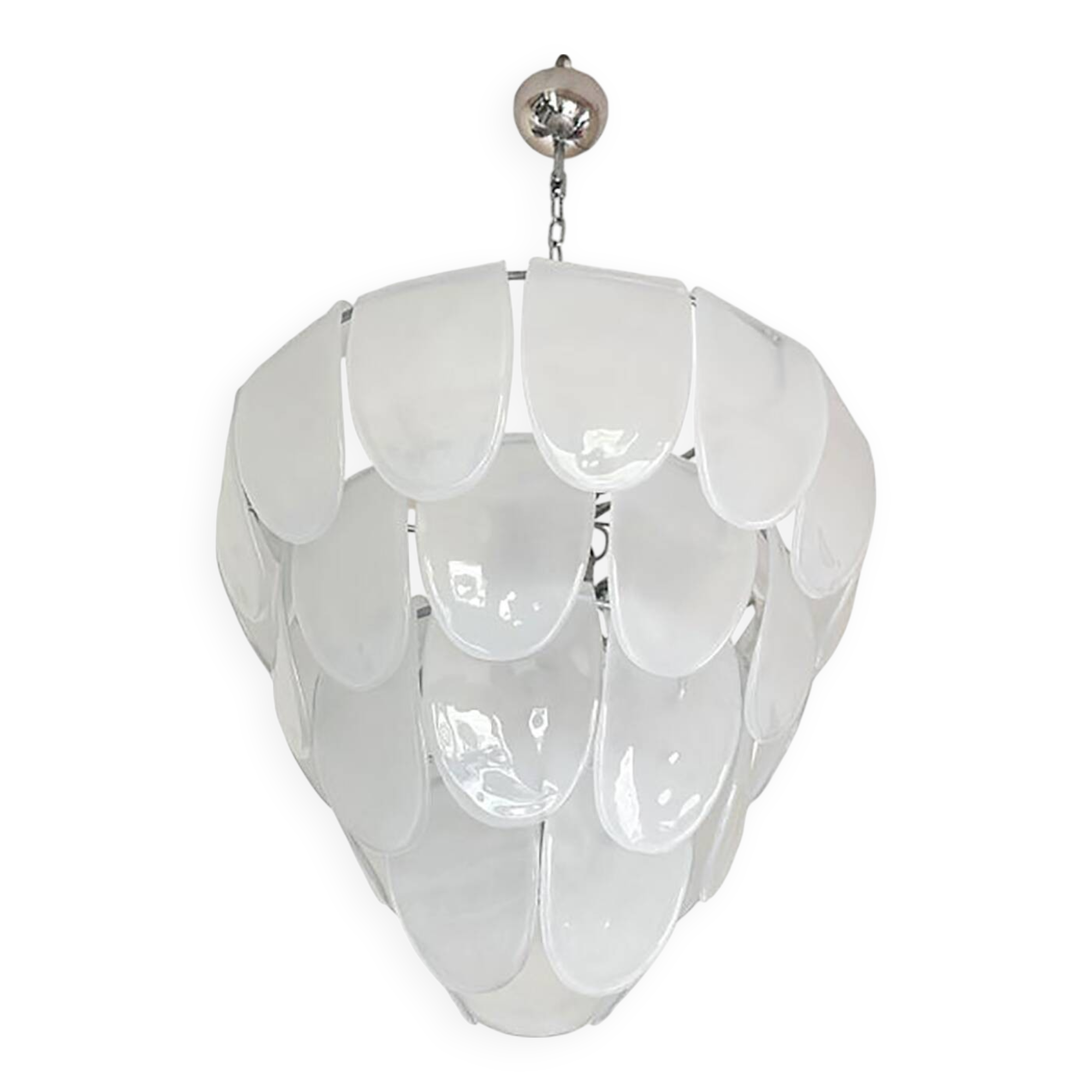 Contemporary Modern Sanded "Petals" Glass Chandelier