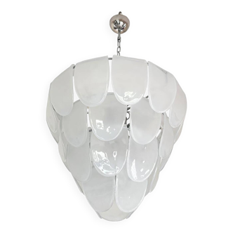 Contemporary Modern Sanded "Petals" Glass Chandelier