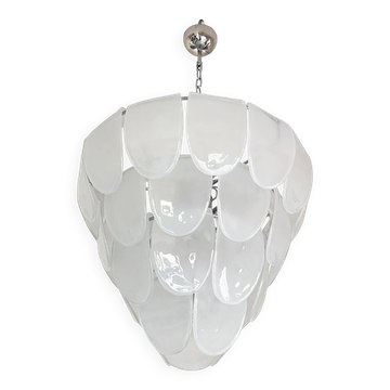 Contemporary Modern Sanded "Petals" Glass Chandelier