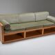 Three-seater sofa in moss green velvet and pitch pitch 1960